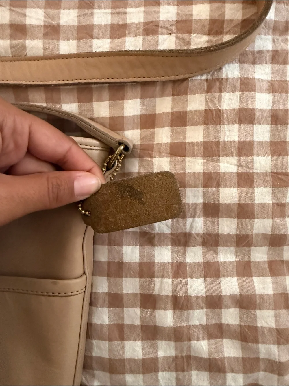 Vintage 80s COACH Leather Bucket Bag, Tan Crossbody Shoulder Bag, Made in USA